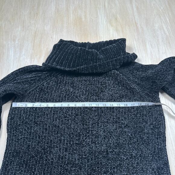 Lucky Brand Black Chenille Ribbed Knit Turtleneck Pullover Cozy Sweater Medium - Picture 5 of 13